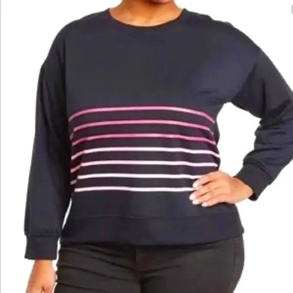 Philosophy‎ navy sweatshirt/pink stripes 2X
